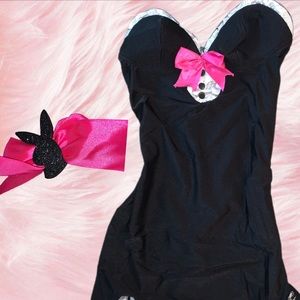 Playboy dress with matching glitter Velcro choker